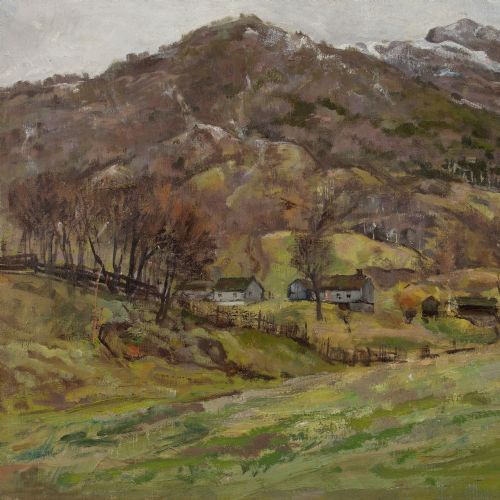 BJRN SMITHHALD MOUNTAIN FARM ANTIQUE OIL PAINTING - ADDITIONAL PHOTO 4