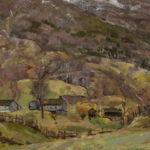BJRN SMITHHALD MOUNTAIN FARM ANTIQUE OIL PAINTING - ADDITIONAL PHOTO 7