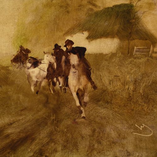 fig 4. Wilhelm Schreuer, Full Gallop - Antique Oil Painting