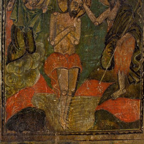 LATE 18THCENTURY DOUBLESIDED ROMANIAN ICON THREE HOLY HIERARCHS THE BAPTISM OF CHRIST TEMPERA ON PANEL - ADDITIONAL PHOTO 6