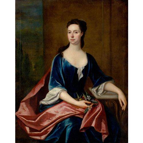 MARIA VERELST CIRCLE PORTRAIT OF MISS RICHARDS ANTIQUE OIL PAINTING - ADDITIONAL PHOTO 1