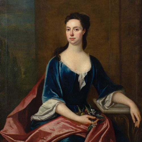 MARIA VERELST CIRCLE PORTRAIT OF MISS RICHARDS ANTIQUE OIL PAINTING - ADDITIONAL PHOTO 4
