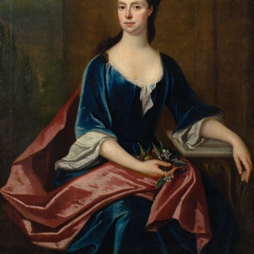 MARIA VERELST CIRCLE PORTRAIT OF MISS RICHARDS ANTIQUE OIL PAINTING - ADDITIONAL PHOTO 5