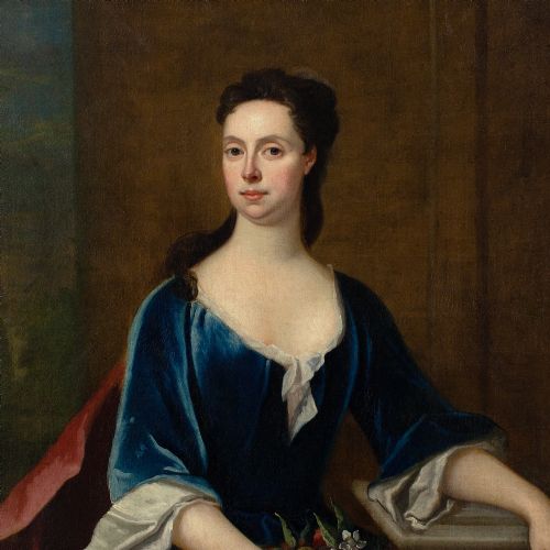 MARIA VERELST CIRCLE PORTRAIT OF MISS RICHARDS ANTIQUE OIL PAINTING - ADDITIONAL PHOTO 6