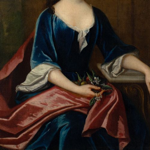 MARIA VERELST CIRCLE PORTRAIT OF MISS RICHARDS ANTIQUE OIL PAINTING - ADDITIONAL PHOTO 7