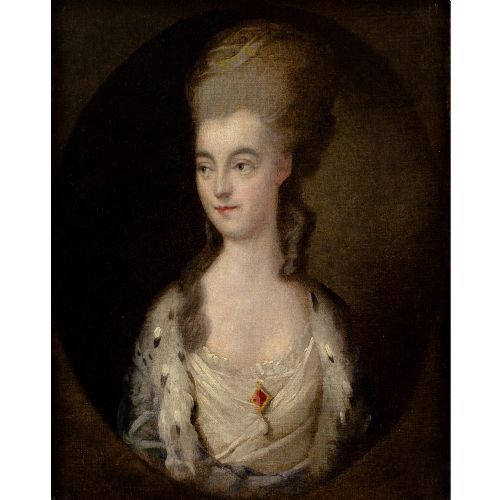 THOMAS GAINSBOROUGH FOLLOWER PORTRAIT OF MISS SPARROW ANTIQUE OIL PAINTING - ADDITIONAL PHOTO 1