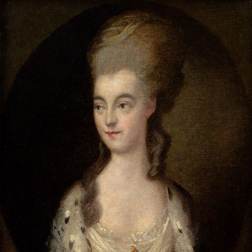 THOMAS GAINSBOROUGH FOLLOWER PORTRAIT OF MISS SPARROW ANTIQUE OIL PAINTING - ADDITIONAL PHOTO 5