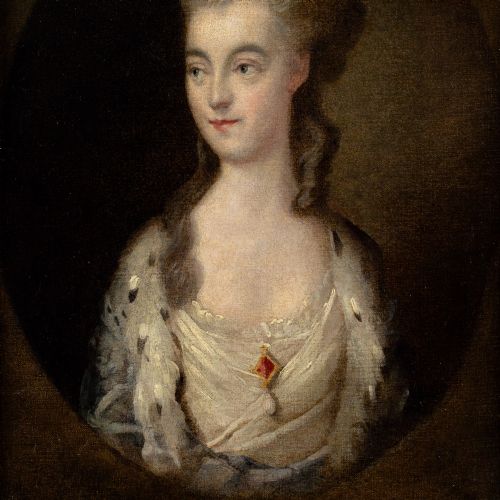 THOMAS GAINSBOROUGH FOLLOWER PORTRAIT OF MISS SPARROW ANTIQUE OIL PAINTING - ADDITIONAL PHOTO 6