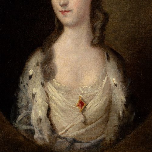 THOMAS GAINSBOROUGH FOLLOWER PORTRAIT OF MISS SPARROW ANTIQUE OIL PAINTING - ADDITIONAL PHOTO 7