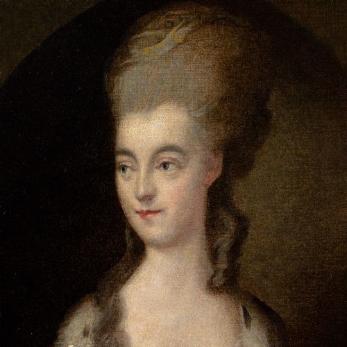 THOMAS GAINSBOROUGH FOLLOWER PORTRAIT OF MISS SPARROW ANTIQUE OIL PAINTING - ADDITIONAL PHOTO 8