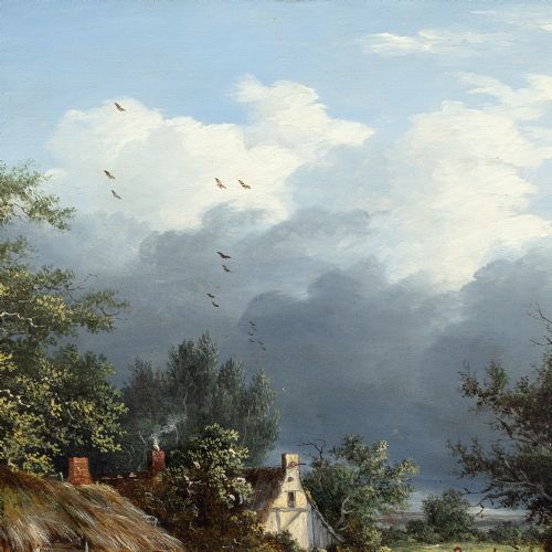 EDWARD CHARLES WILLIAMS ATTRIBUTED WOODED RIVER LANDSCAPE WITH BOATHOUSE COTTAGE FISHERMEN ANTIQUE OIL PAINTING - ADDITIONAL PHOTO 6