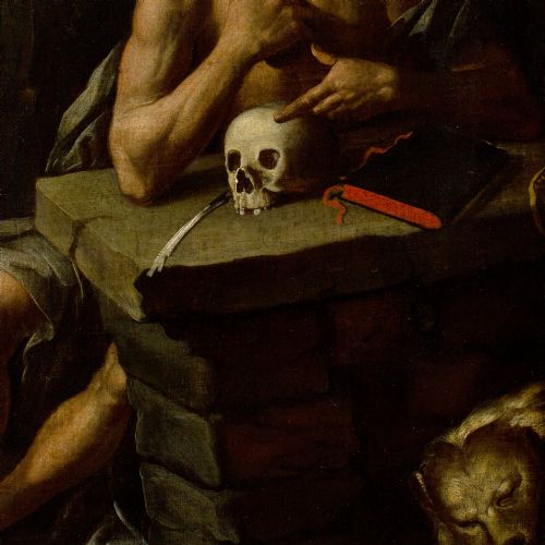 MID17THCENTURY NEAPOLITAN SCHOOL SAINT JEROME IN PENITENCE ANTIQUE OIL PAINTING - ADDITIONAL PHOTO 5