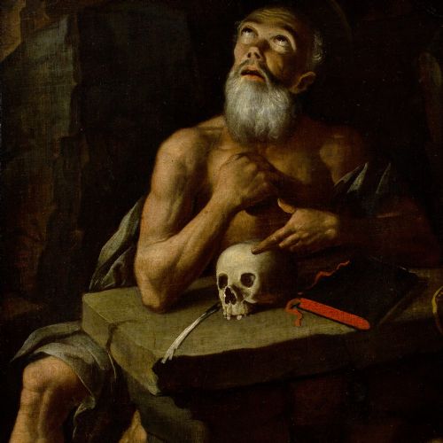 MID17THCENTURY NEAPOLITAN SCHOOL SAINT JEROME IN PENITENCE ANTIQUE OIL PAINTING - ADDITIONAL PHOTO 6