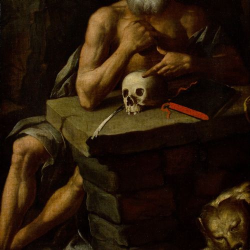 MID17THCENTURY NEAPOLITAN SCHOOL SAINT JEROME IN PENITENCE ANTIQUE OIL PAINTING - ADDITIONAL PHOTO 7
