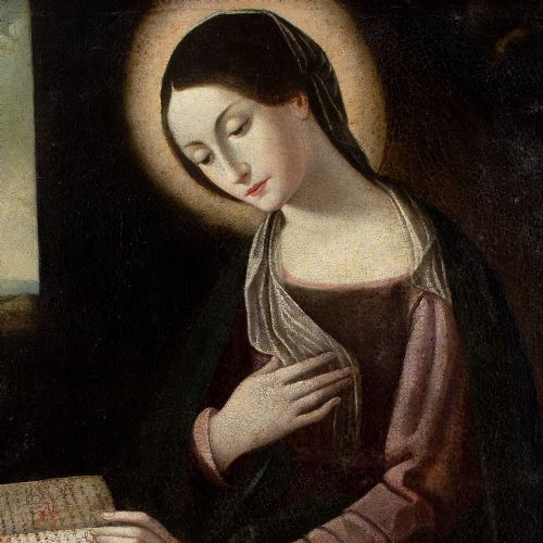 EARLY 17THCENTURY BOLOGNESE SCHOOL ANNUNCIATION THE READING MADONNA ANTIQUE OIL PAINTING - ADDITIONAL PHOTO 5