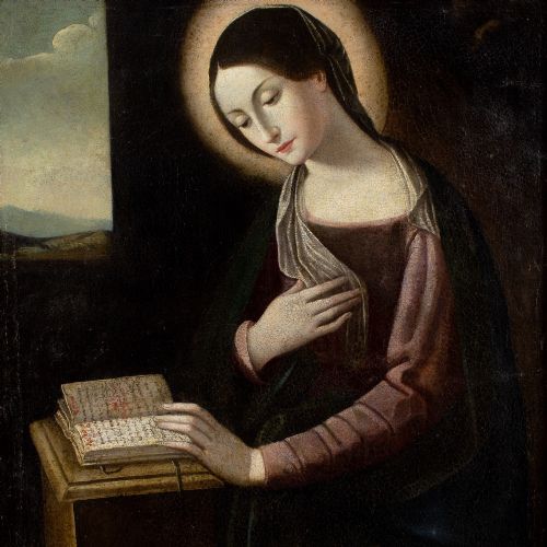 EARLY 17THCENTURY BOLOGNESE SCHOOL ANNUNCIATION THE READING MADONNA ANTIQUE OIL PAINTING - ADDITIONAL PHOTO 9