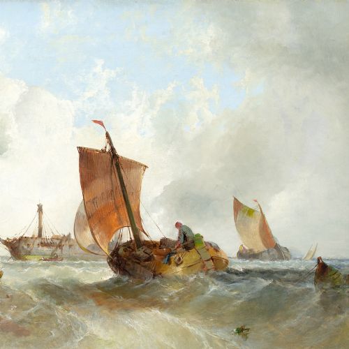 GEORGE CLARKSON STANFIELD ATTRIBUTED SHIPWRECK ANTIQUE OIL PAINTING - ADDITIONAL PHOTO 5