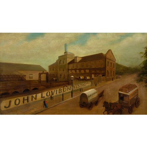 EARLY 20THCENTURY ENGLISH SCHOOL JOHN LOVIBOND SONS CANNON BREWERY FULHAM ANTIQUE OIL PAINTING - ADDITIONAL PHOTO 1