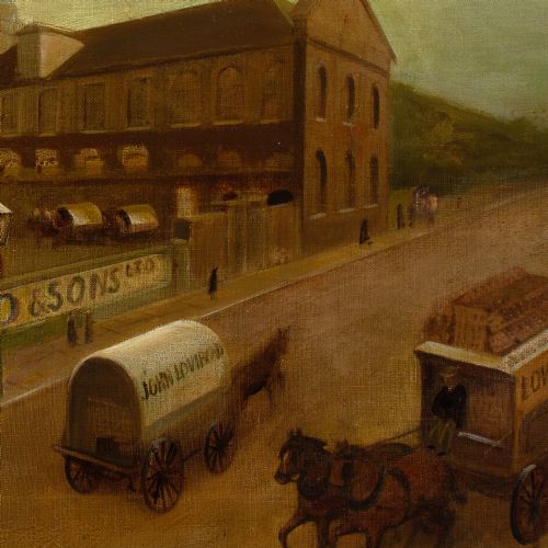 EARLY 20THCENTURY ENGLISH SCHOOL JOHN LOVIBOND SONS CANNON BREWERY FULHAM ANTIQUE OIL PAINTING - ADDITIONAL PHOTO 4