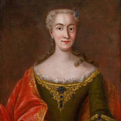 MID18THCENTURY FRENCH SCHOOL PORTRAIT OF A LADY WITH SAPPHIRES - ADDITIONAL PHOTO 3