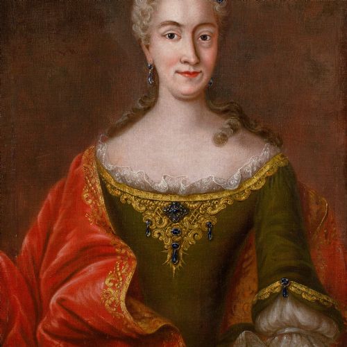 MID18THCENTURY FRENCH SCHOOL PORTRAIT OF A LADY WITH SAPPHIRES - ADDITIONAL PHOTO 5