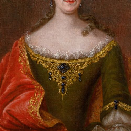 MID18THCENTURY FRENCH SCHOOL PORTRAIT OF A LADY WITH SAPPHIRES - ADDITIONAL PHOTO 7