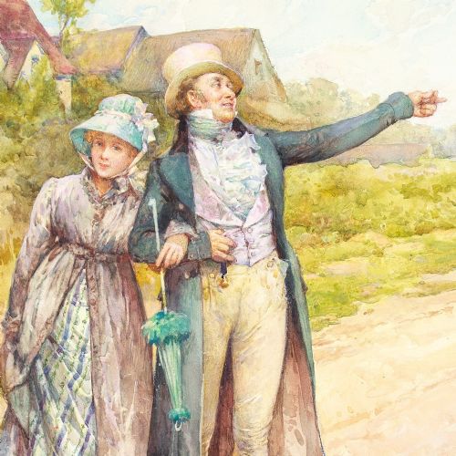 HENRY GILLARD GLINDONI THE FRIENDLY CHAT ANTIQUE WATERCOLOUR PAINTING - ADDITIONAL PHOTO 3