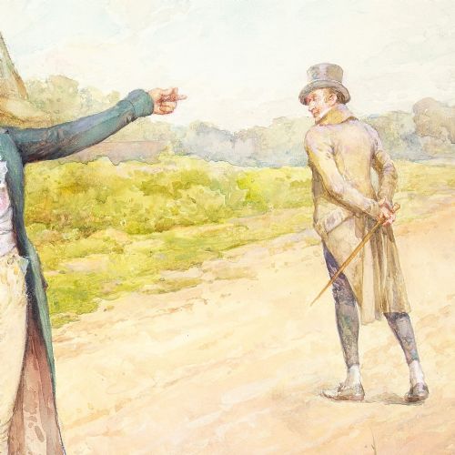 HENRY GILLARD GLINDONI THE FRIENDLY CHAT ANTIQUE WATERCOLOUR PAINTING - ADDITIONAL PHOTO 5