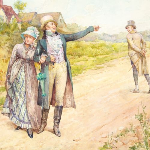 HENRY GILLARD GLINDONI THE FRIENDLY CHAT ANTIQUE WATERCOLOUR PAINTING - ADDITIONAL PHOTO 8