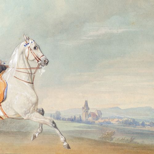 19THCENTURY A LADY RIDING A GREY MARE ANTIQUE WATERCOLOUR - ADDITIONAL PHOTO 6