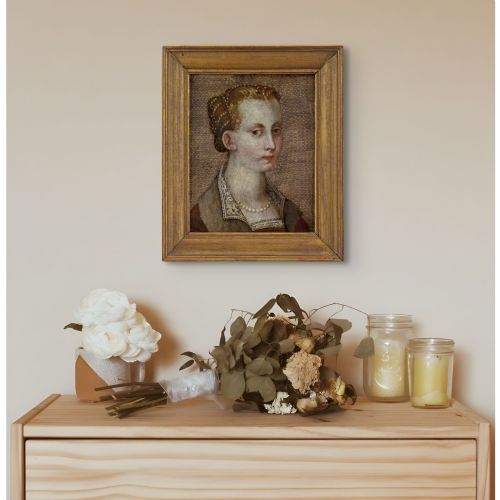16THCENTURY ITALIAN SCHOOL RENAISSANCE PORTRAIT OF A LADY ANTIQUE PAINTING - ADDITIONAL PHOTO 2
