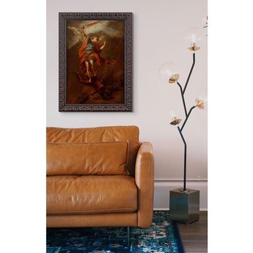 EARLY 18THCENTURY NEAPOLITAN SCHOOL ARCHANGEL MICHAEL VANQUISHING THE DEVIL ANTIQUE OIL PAINTING - ADDITIONAL PHOTO 3