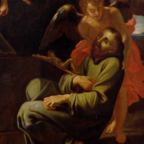ANNIBALE CARRACCI SCHOOL SAINT FRANCIS OF ASSISI IN ECSTASY 17TH CENTURY OLD MASTER OIL PAINTING - ADDITIONAL PHOTO 6
