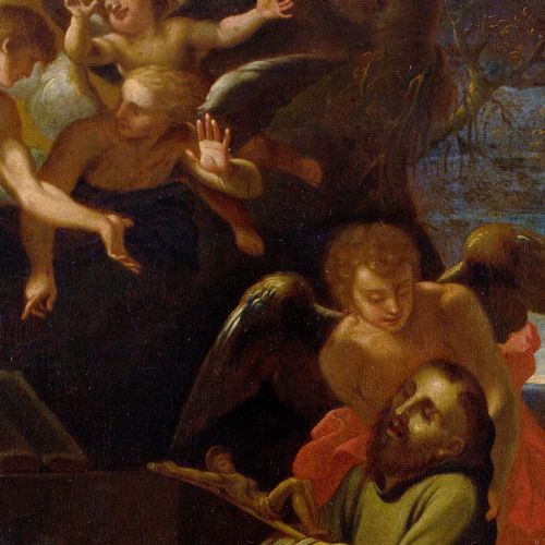 ANNIBALE CARRACCI SCHOOL SAINT FRANCIS OF ASSISI IN ECSTASY 17TH CENTURY OLD MASTER OIL PAINTING - ADDITIONAL PHOTO 7