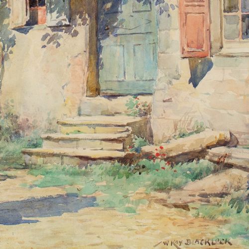 WILLIAM KAY BLACKLOCK ARCA CONTINENTAL FARMHOUSE IN SUMMER ANTIQUE WATERCOLOUR - ADDITIONAL PHOTO 7
