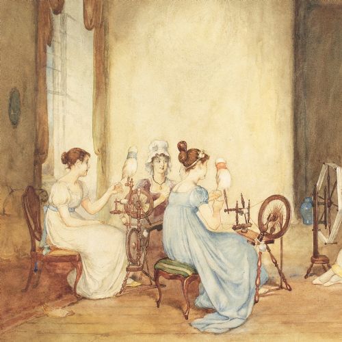 GEORGE H HAY SPINNING WOOL ANTIQUE WATERCOLOUR - ADDITIONAL PHOTO 6