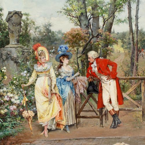 ARTURO ORSELLI THE FLIRTATIOUS HUNTSMAN ANTIQUE OIL PAINTING - ADDITIONAL PHOTO 5