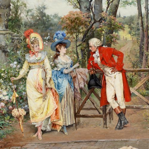 ARTURO ORSELLI THE FLIRTATIOUS HUNTSMAN ANTIQUE OIL PAINTING - ADDITIONAL PHOTO 7