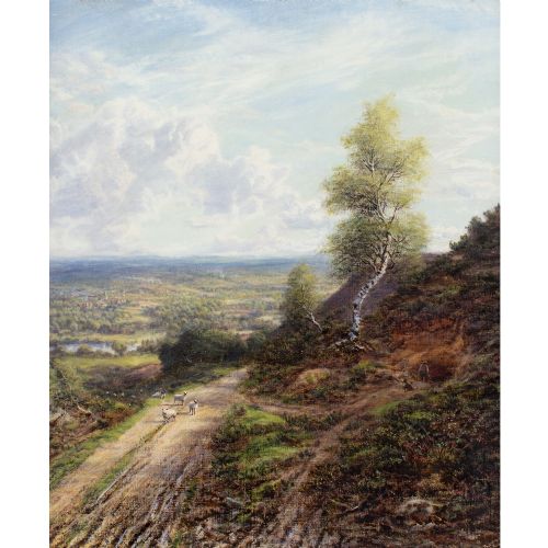 fig 1. George William Mote, Near Guildford, Surrey, Antique Oil Painting 
