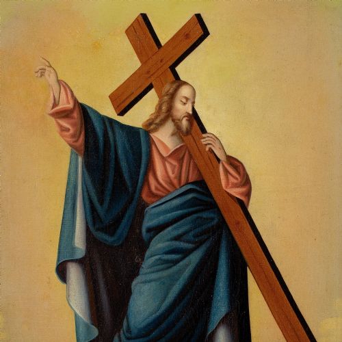 EARLY 19THCENTURY CENTRAL EUROPEAN SCHOOL CHRIST THE SAVIOUR ANTIQUE OIL PAINTING - ADDITIONAL PHOTO 4