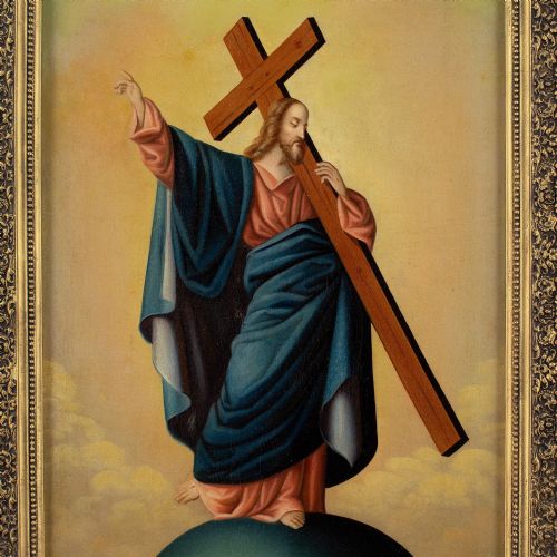 EARLY 19THCENTURY CENTRAL EUROPEAN SCHOOL CHRIST THE SAVIOUR ANTIQUE OIL PAINTING - ADDITIONAL PHOTO 6