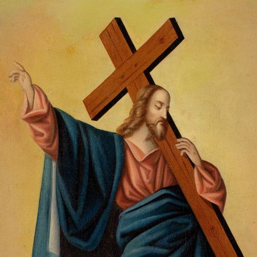 EARLY 19THCENTURY CENTRAL EUROPEAN SCHOOL CHRIST THE SAVIOUR ANTIQUE OIL PAINTING - ADDITIONAL PHOTO 7