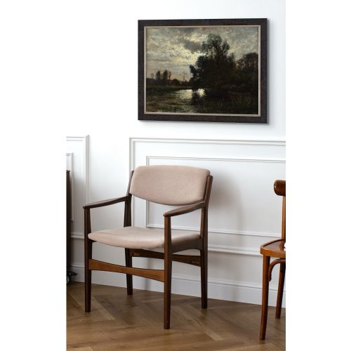 OSCAR TORNA RIVER LANDSCAPE GREZSURLOING NOCTURNE ANTIQUE OIL PAINTING - ADDITIONAL PHOTO 4