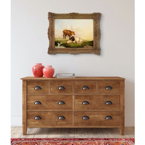 THOMAS SIDNEY COOPER RA LIVESTOCK IN A LANDSCAPE WITH RIVER BEYOND ANTIQUE OIL PAINTING - ADDITIONAL PHOTO 2