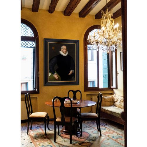 GORTZIUS GELDORP PORTRAIT OF A MEMBER OF THE SANI FAMILY 16TH CENTURY OIL PAINTING - ADDITIONAL PHOTO 3