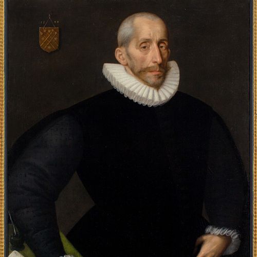 GORTZIUS GELDORP PORTRAIT OF A MEMBER OF THE SANI FAMILY 16TH CENTURY OIL PAINTING - ADDITIONAL PHOTO 4