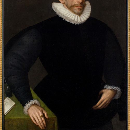 GORTZIUS GELDORP PORTRAIT OF A MEMBER OF THE SANI FAMILY 16TH CENTURY OIL PAINTING - ADDITIONAL PHOTO 6