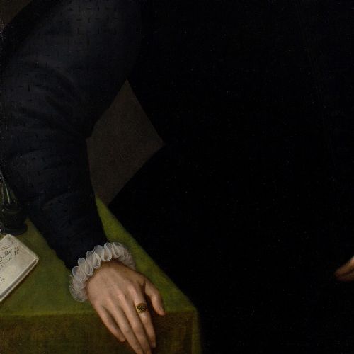 GORTZIUS GELDORP PORTRAIT OF A MEMBER OF THE SANI FAMILY 16TH CENTURY OIL PAINTING - ADDITIONAL PHOTO 7