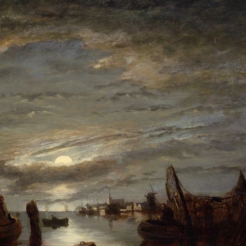 JOHN BERNEY CROME NOCTURNE WITH FISHING BOATS ANTIQUE OIL PAINTING NORWICH SCHOOL - ADDITIONAL PHOTO 7