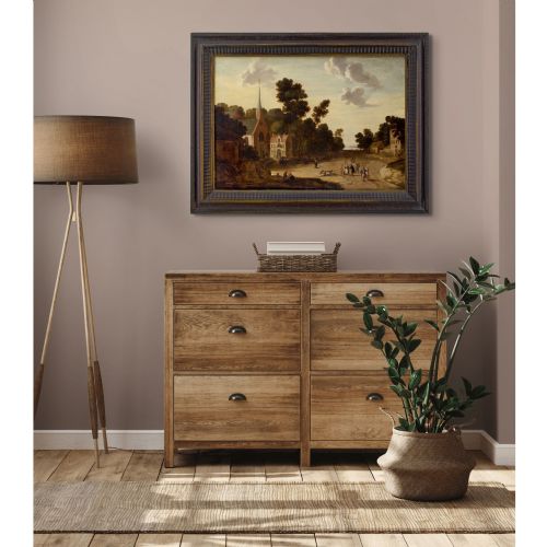 JOOST CORNELISZ DROOCHSLOOT CIRCLE VILLAGE SCENE WITH CHURCH 17THCENTURY OIL PAINTING - ADDITIONAL PHOTO 2